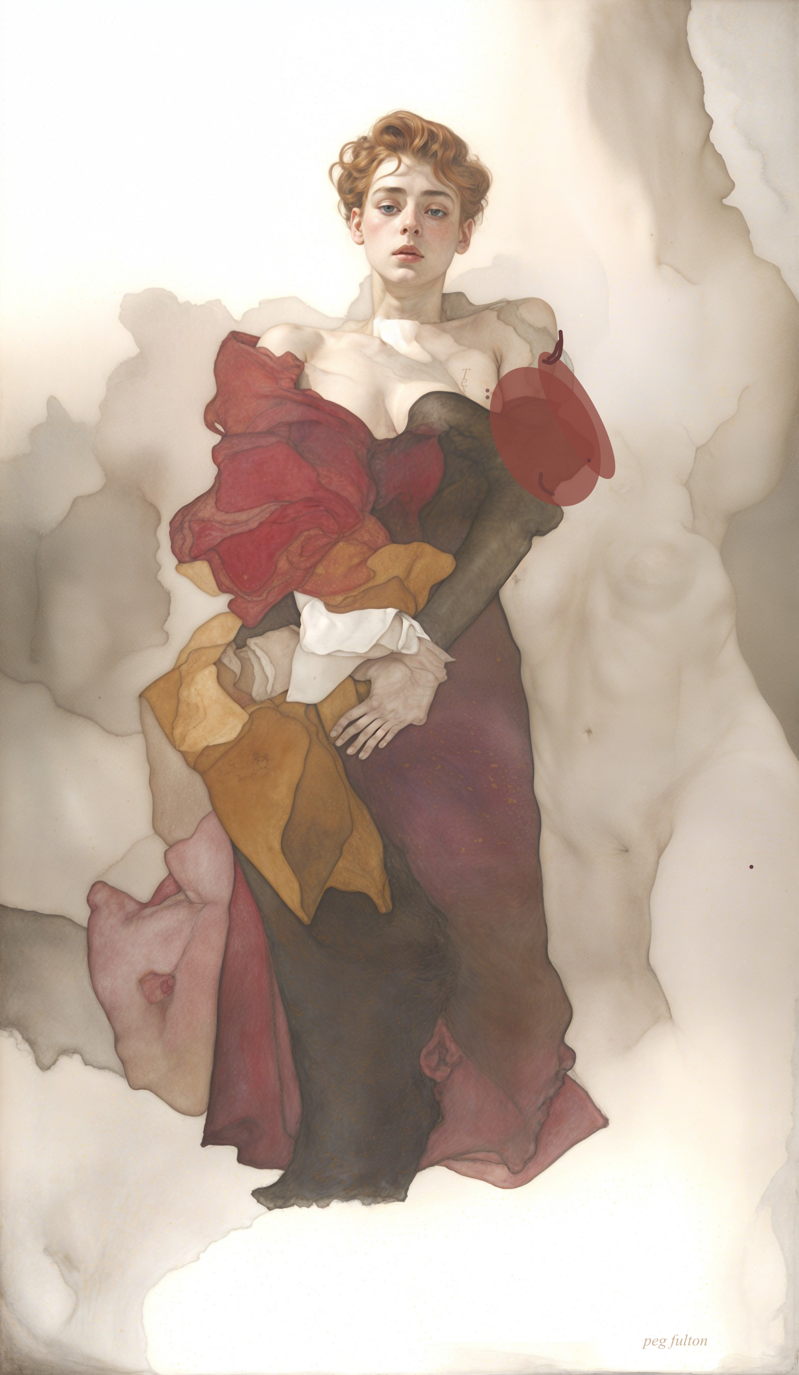 Young Woman in Elegant Dress Against Abstract Background