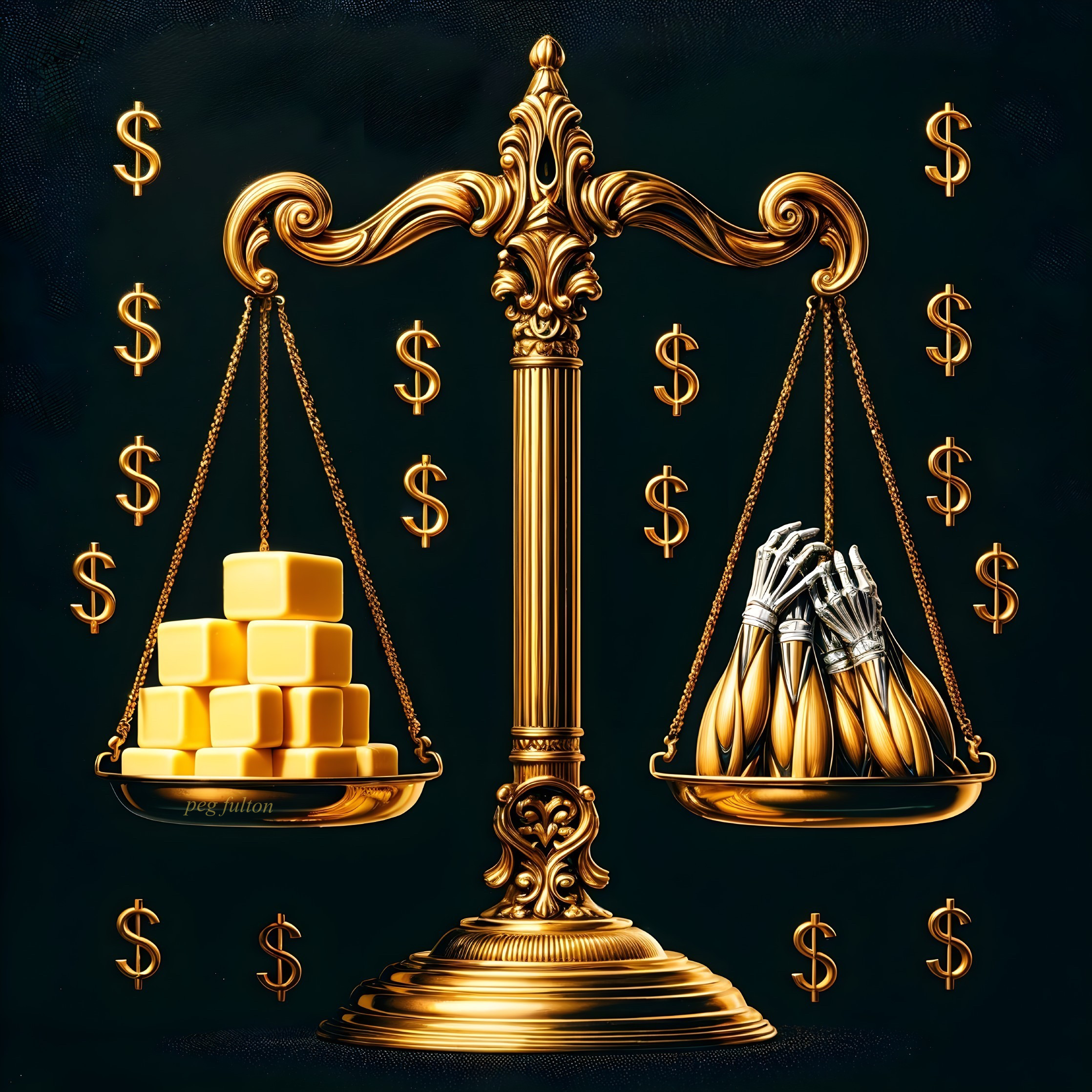 Luxurious Golden Scale Balancing Wealth and Labor