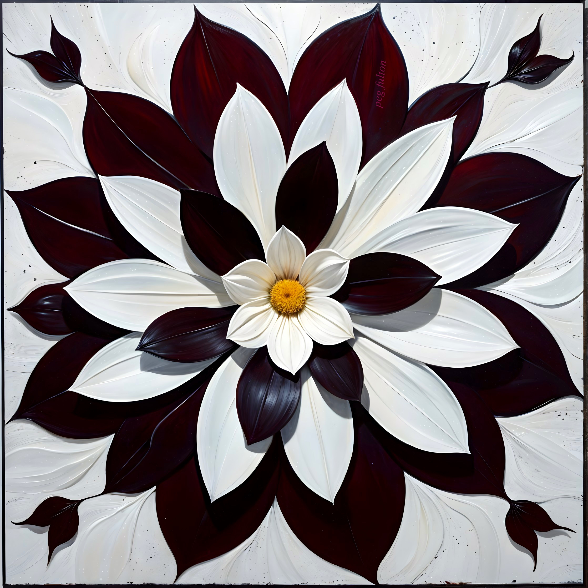 Three-Dimensional Floral Design with White Flower