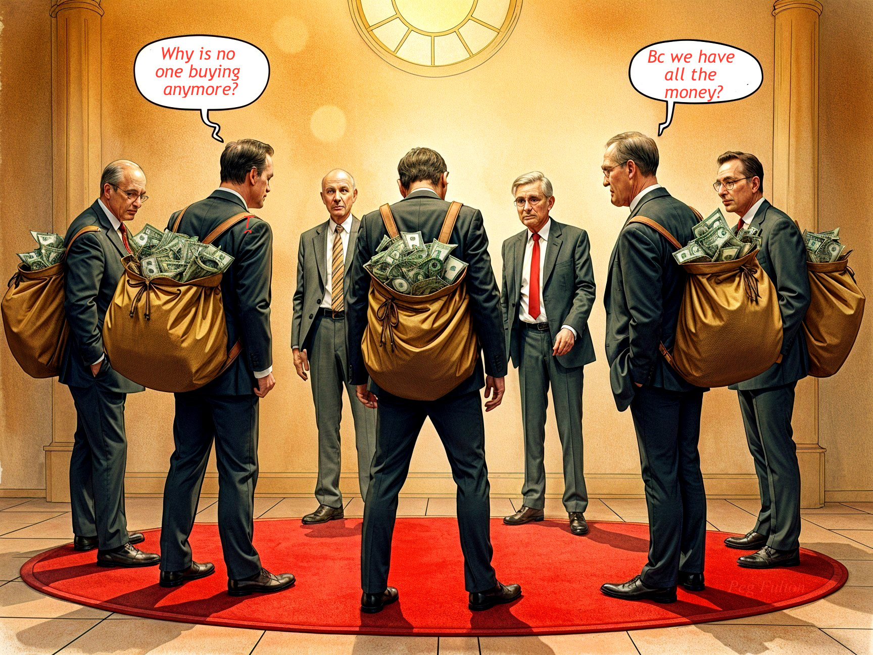 Wealth Distribution Commentary in Lavish Setting