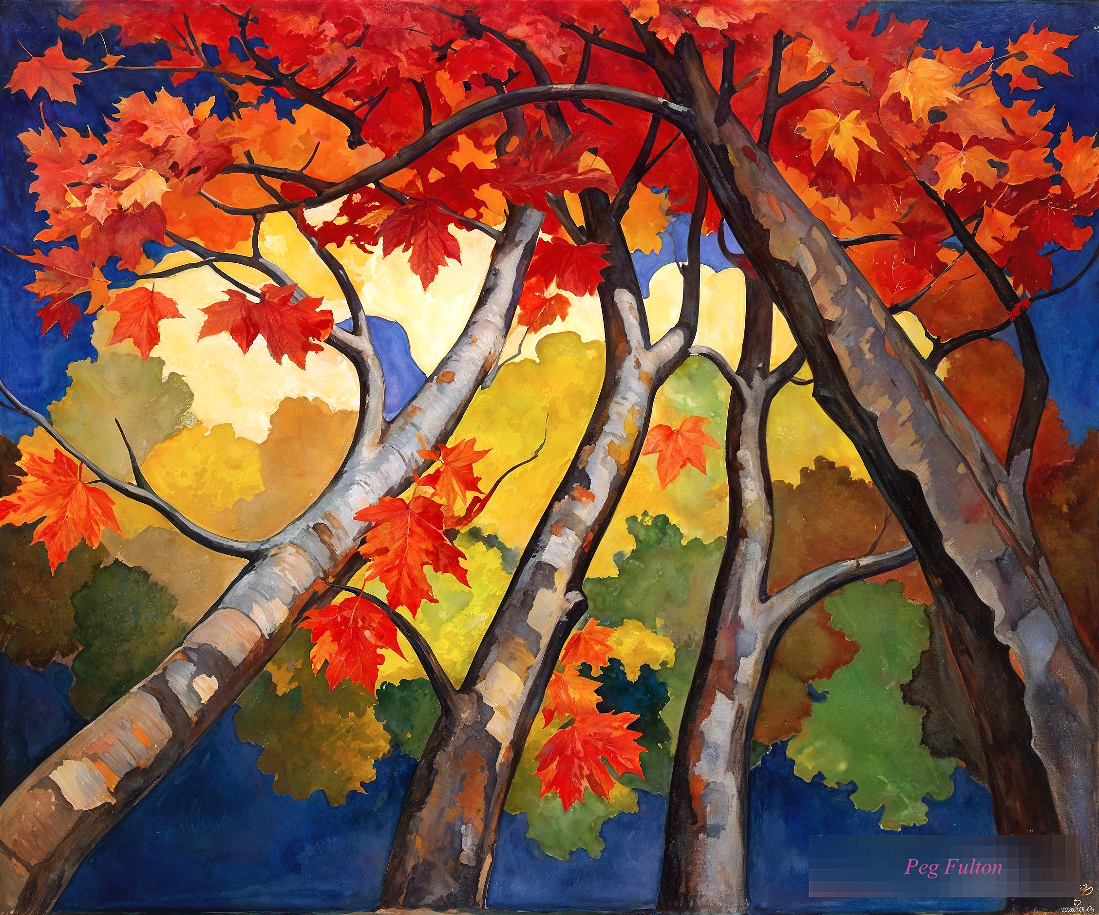 Vibrant Autumn Landscape with Colorful Trees