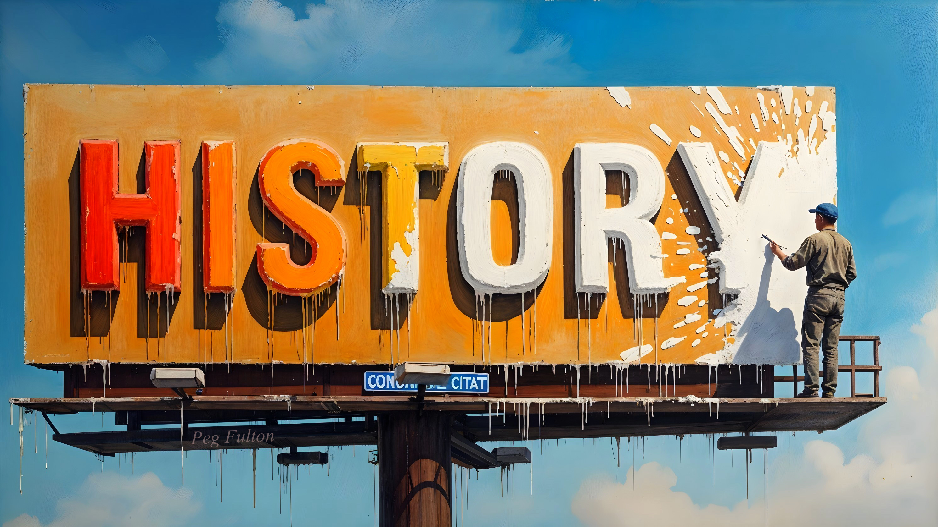 Giant Billboard with "HISTORY" in Bold Colors