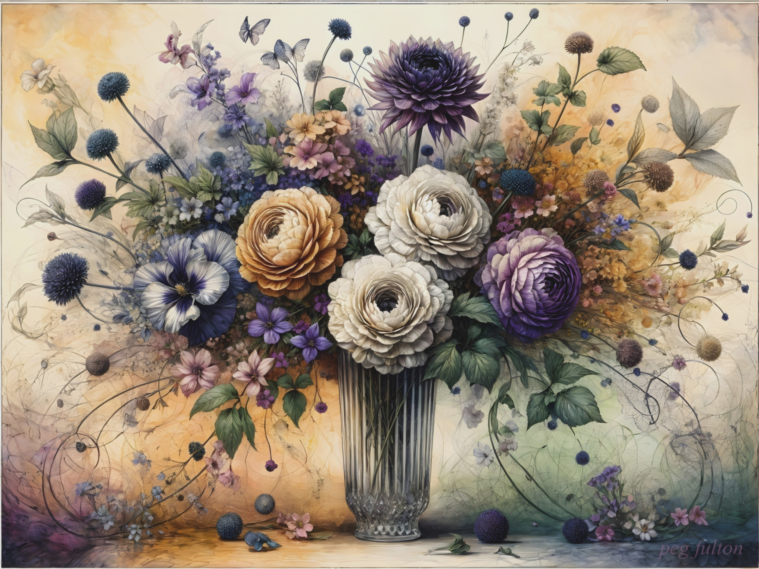 Vibrant Bouquet of Mixed Flowers in Glass Vase