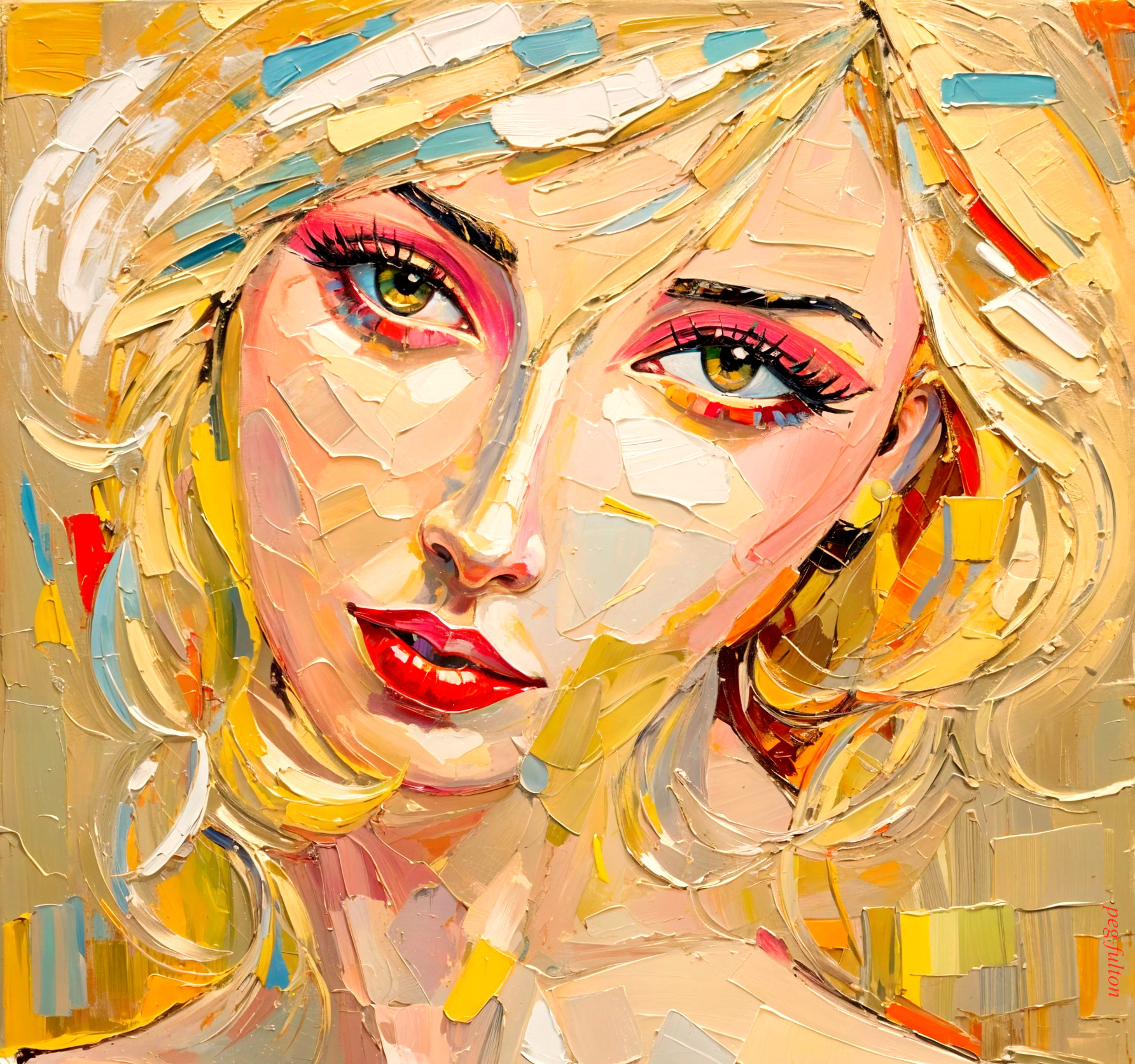 Vibrant Portrait of Young Woman with Bold Makeup