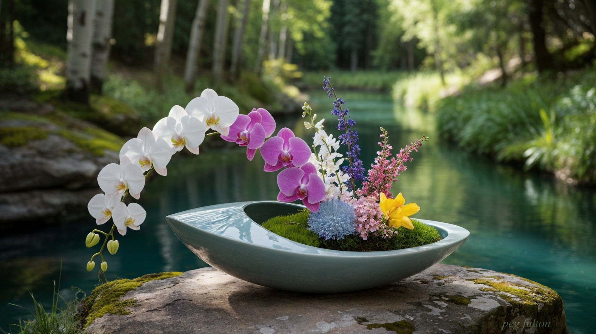 Vibrant Orchid Floral Arrangement in Modern Vase