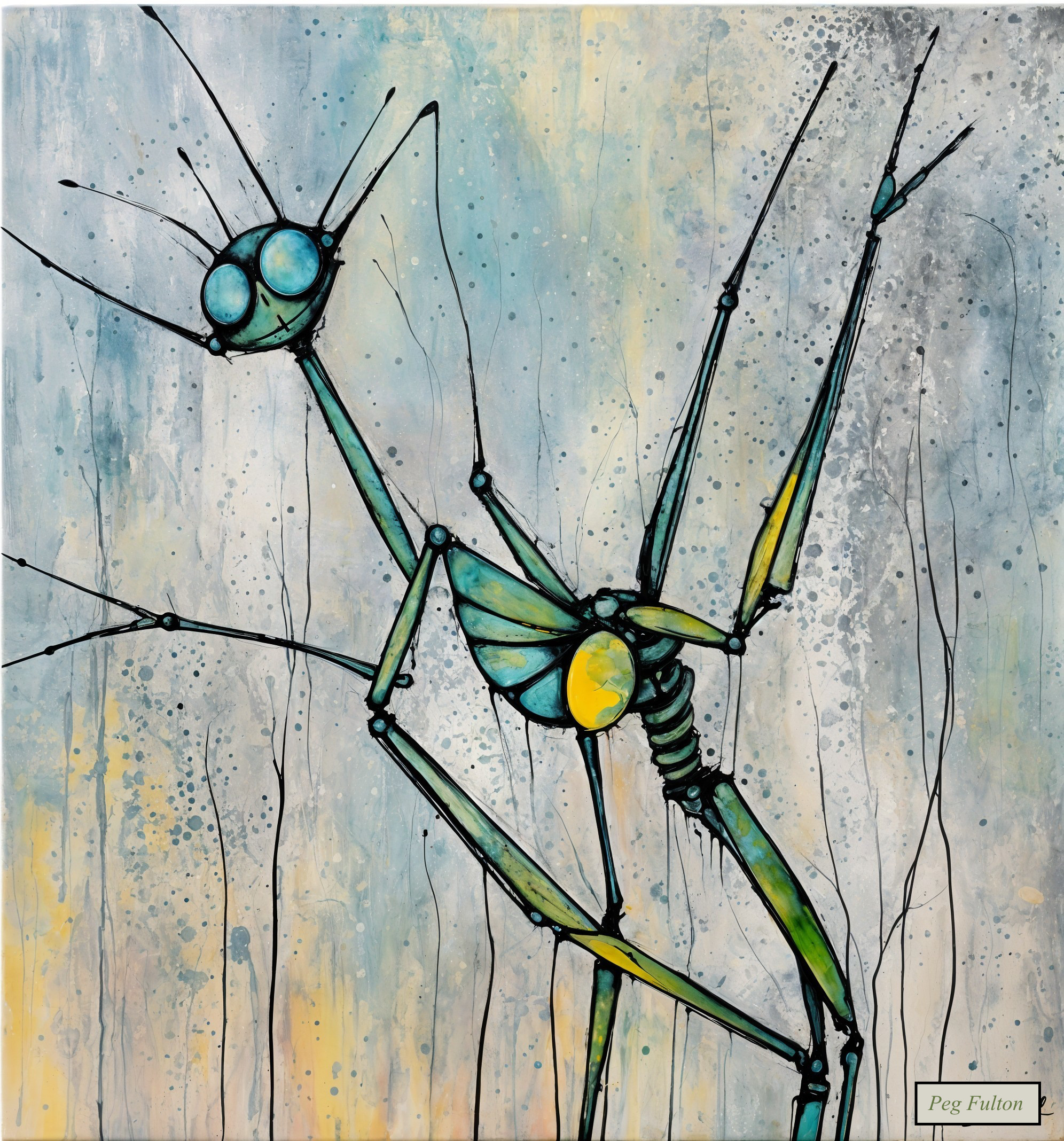 Abstract Insect Art with Geometric Shapes and Colors