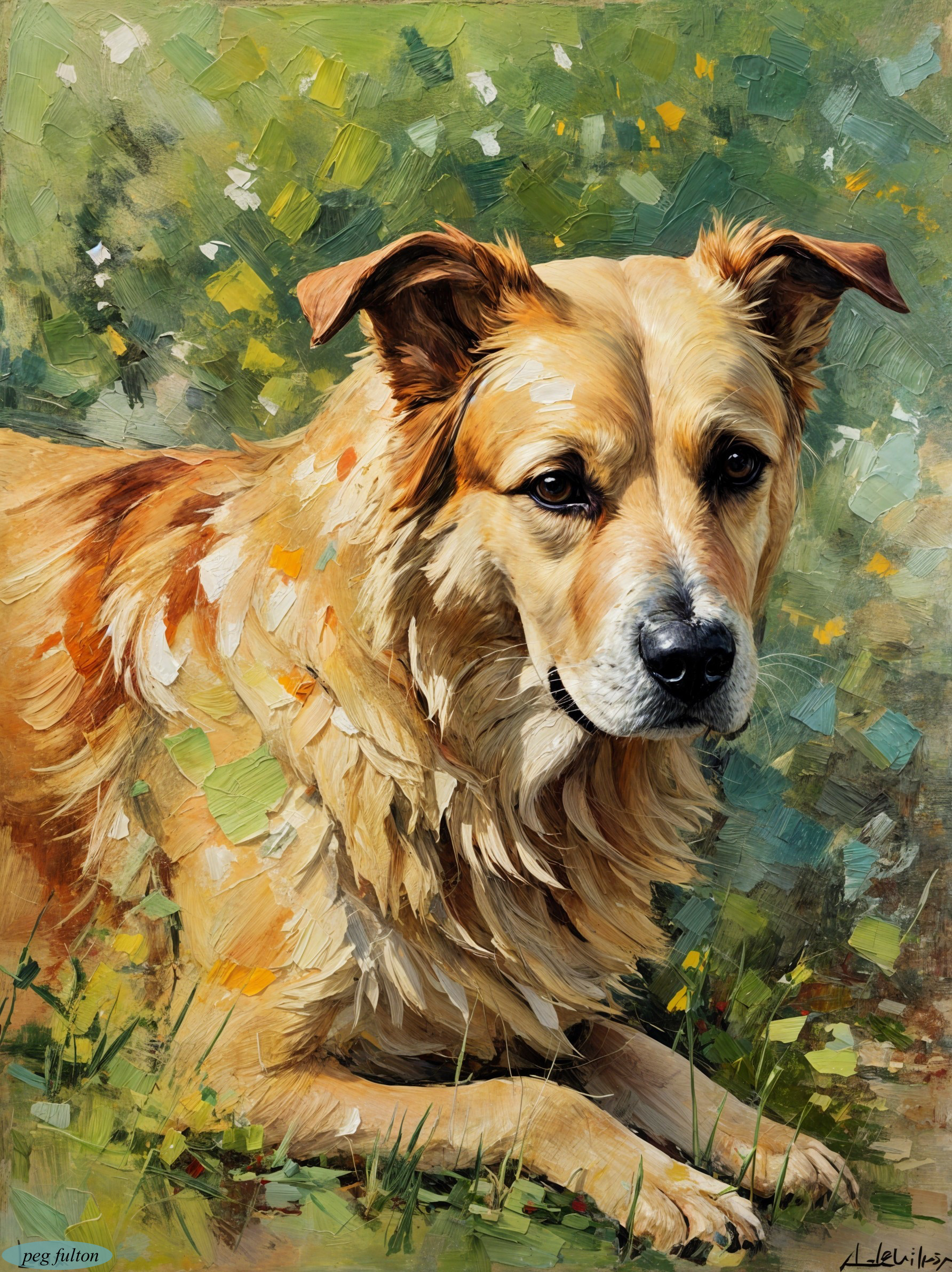 Golden Retriever in Lush Green Nature Setting