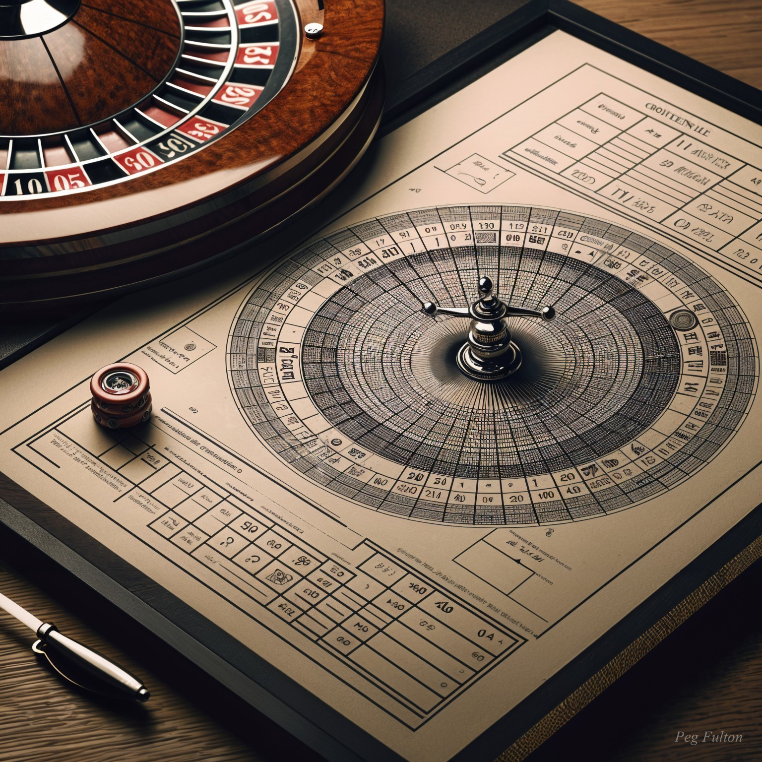 Vintage Roulette Table with Classic Wheel and Layout