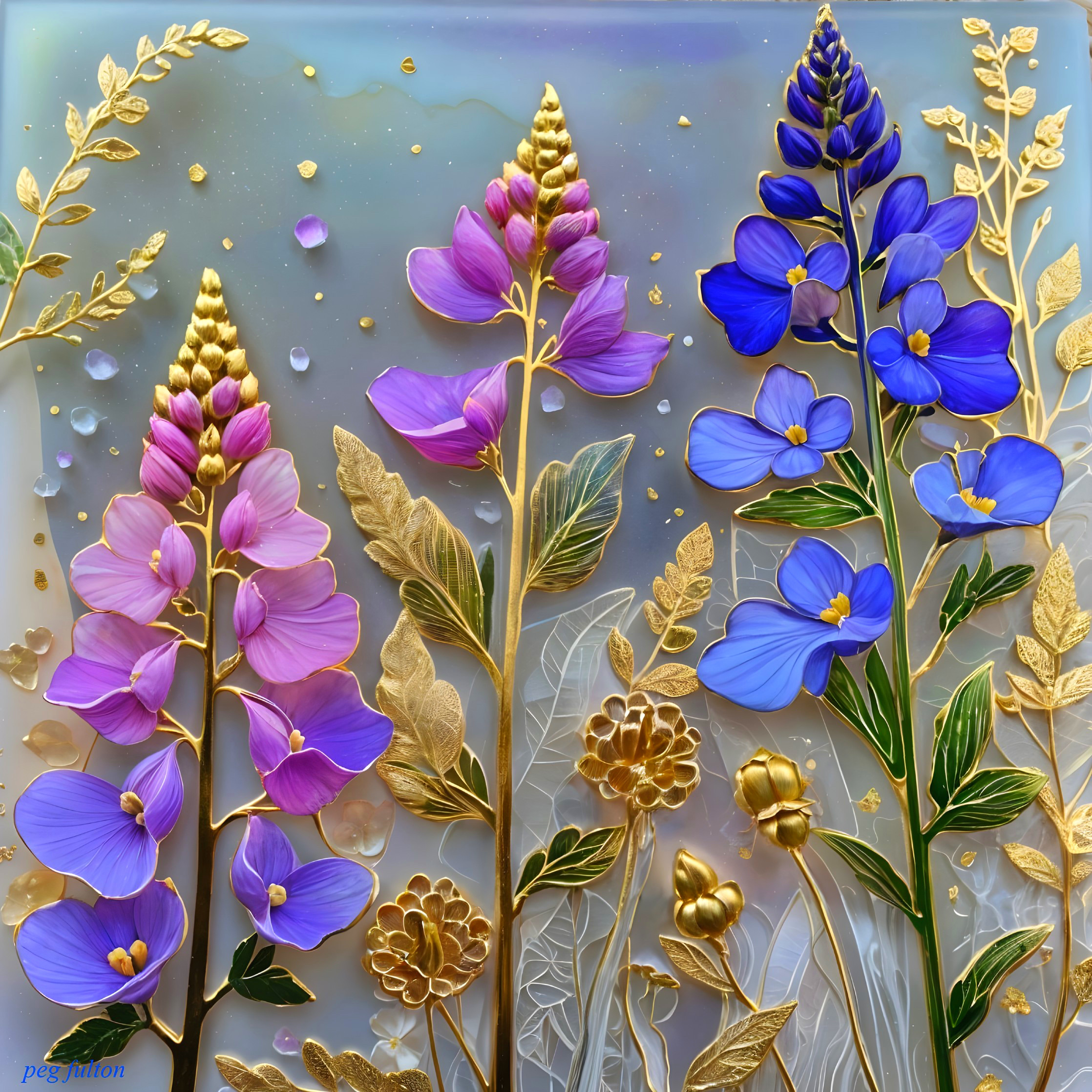 Vibrant Floral Arrangement with Gold Accents