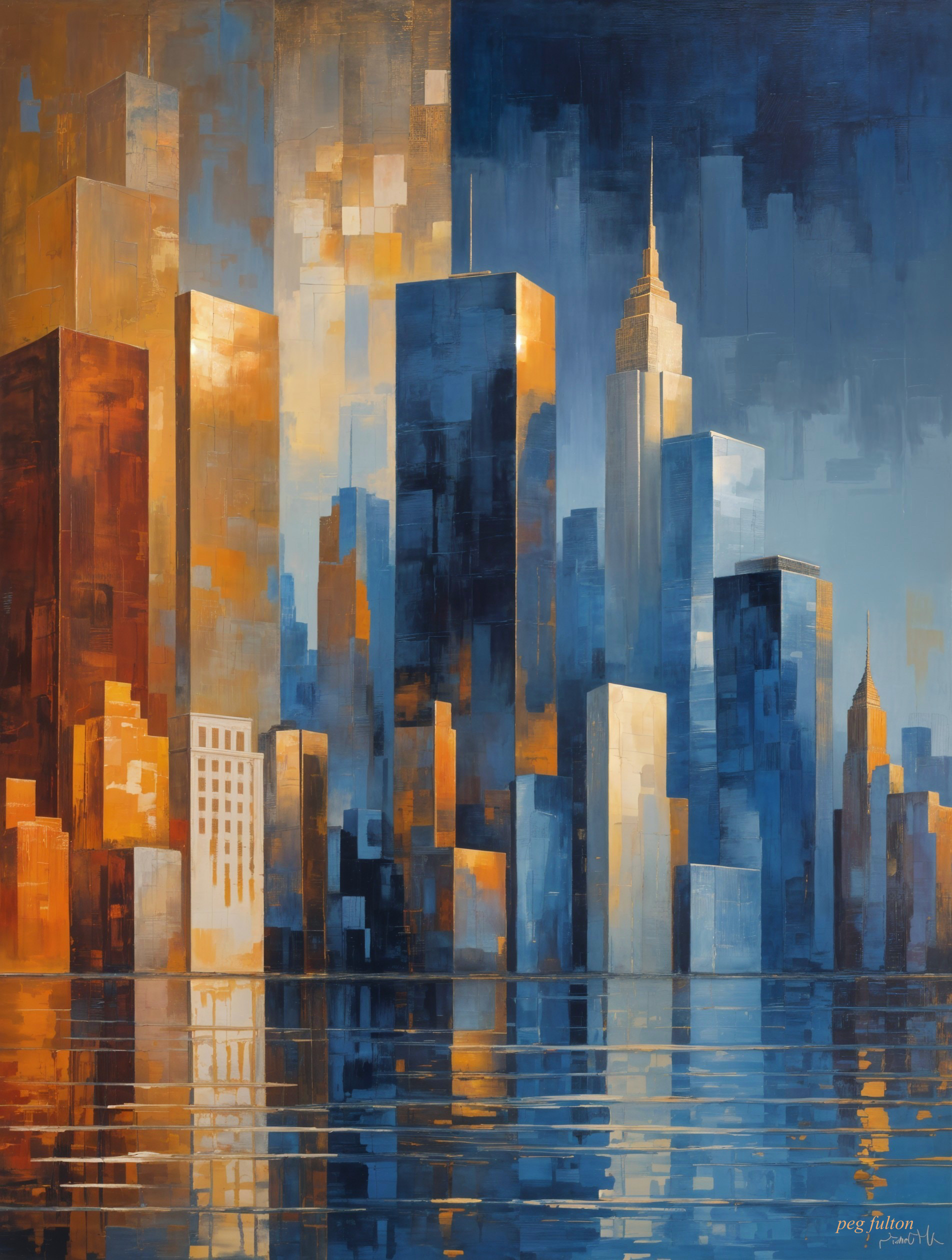 Vibrant Cityscape with Skyscrapers and Reflections