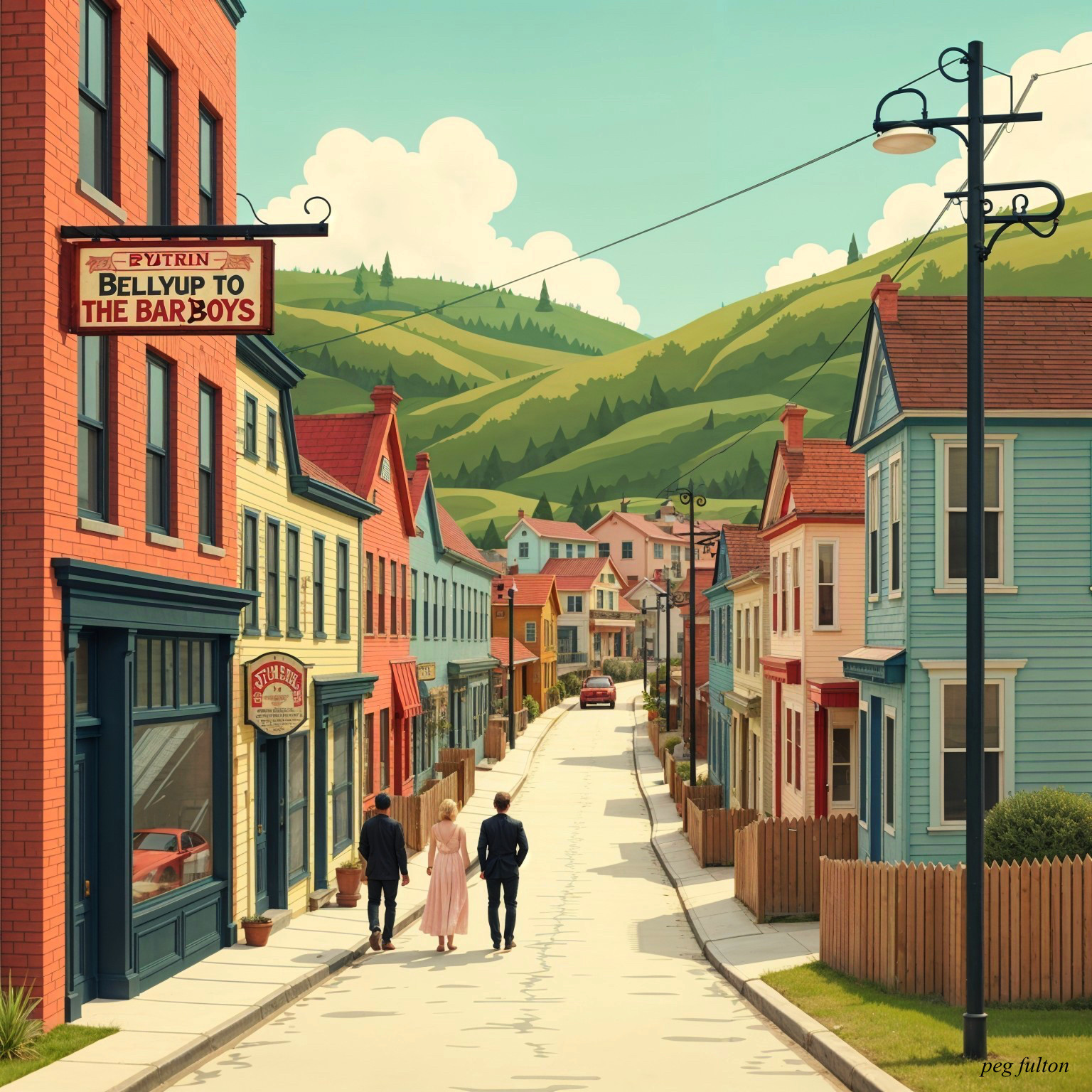 Colorful Houses and Vintage Stroll in Small Town