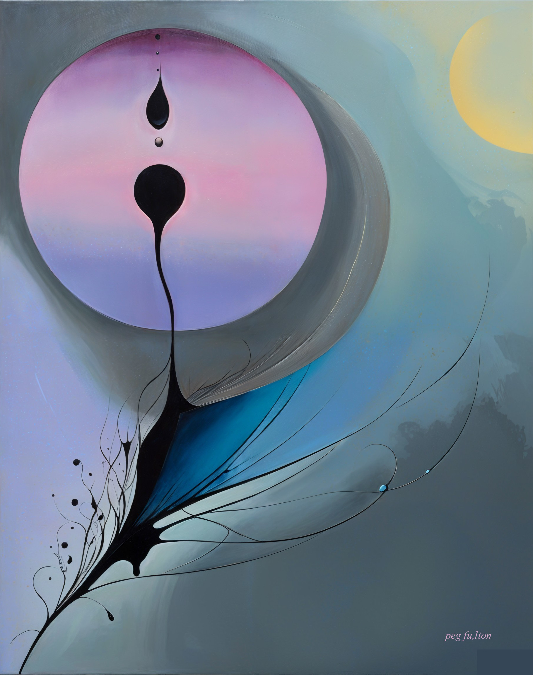 Abstract Painting with Circular Shapes in Pastel Colors
