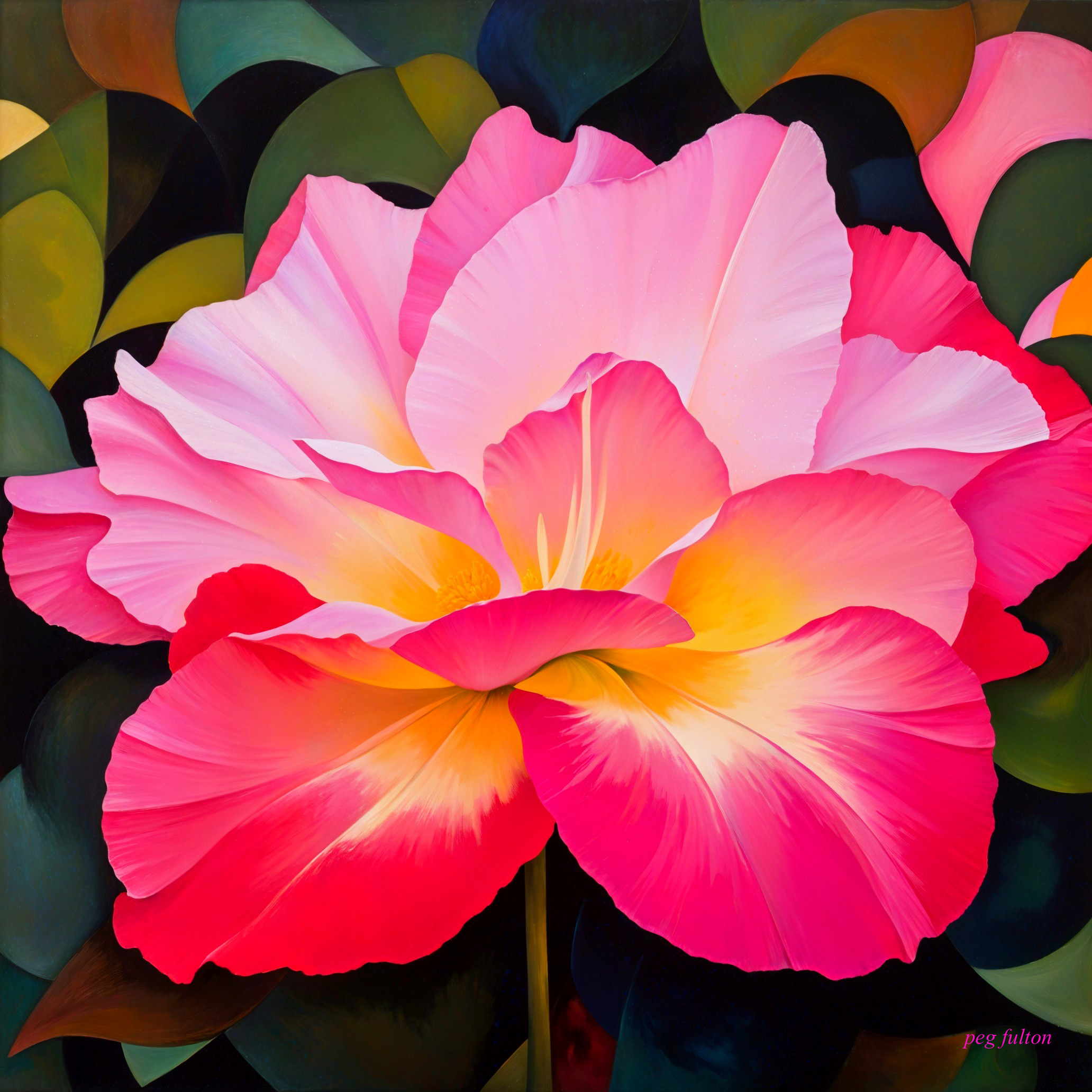 Oversized Flower with Pink and Yellow Petals