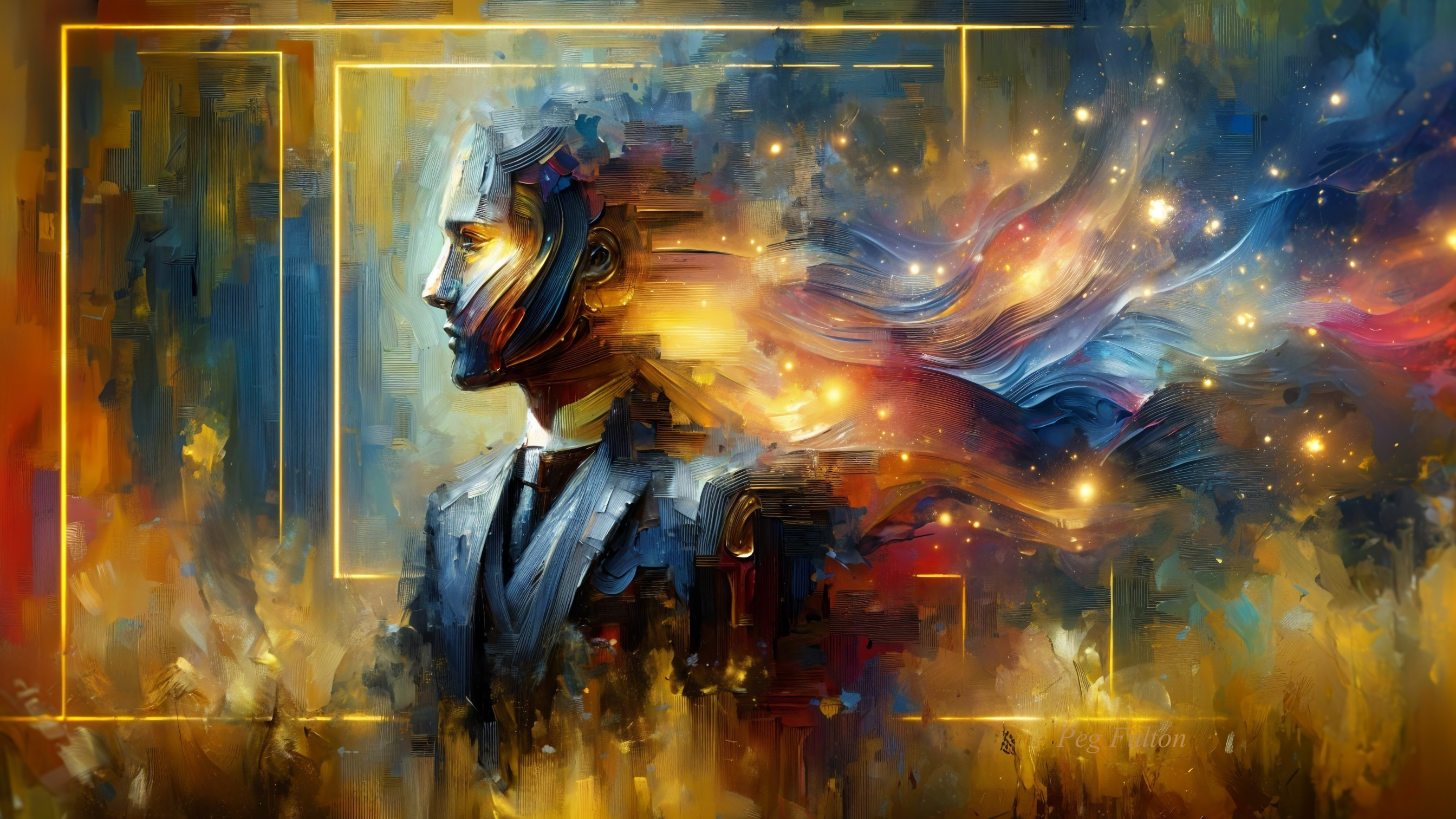 Stylized Profile of a Man with Colorful Background