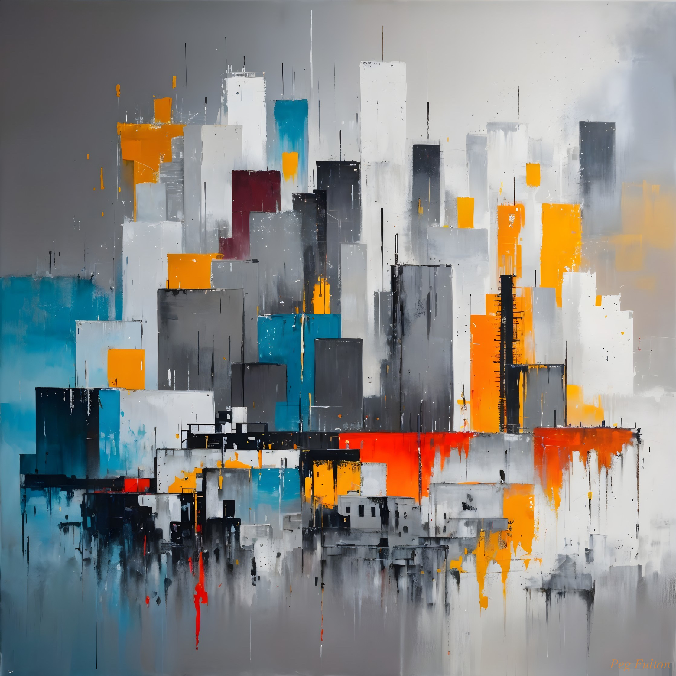 Abstract Cityscape with Dynamic Color Blends