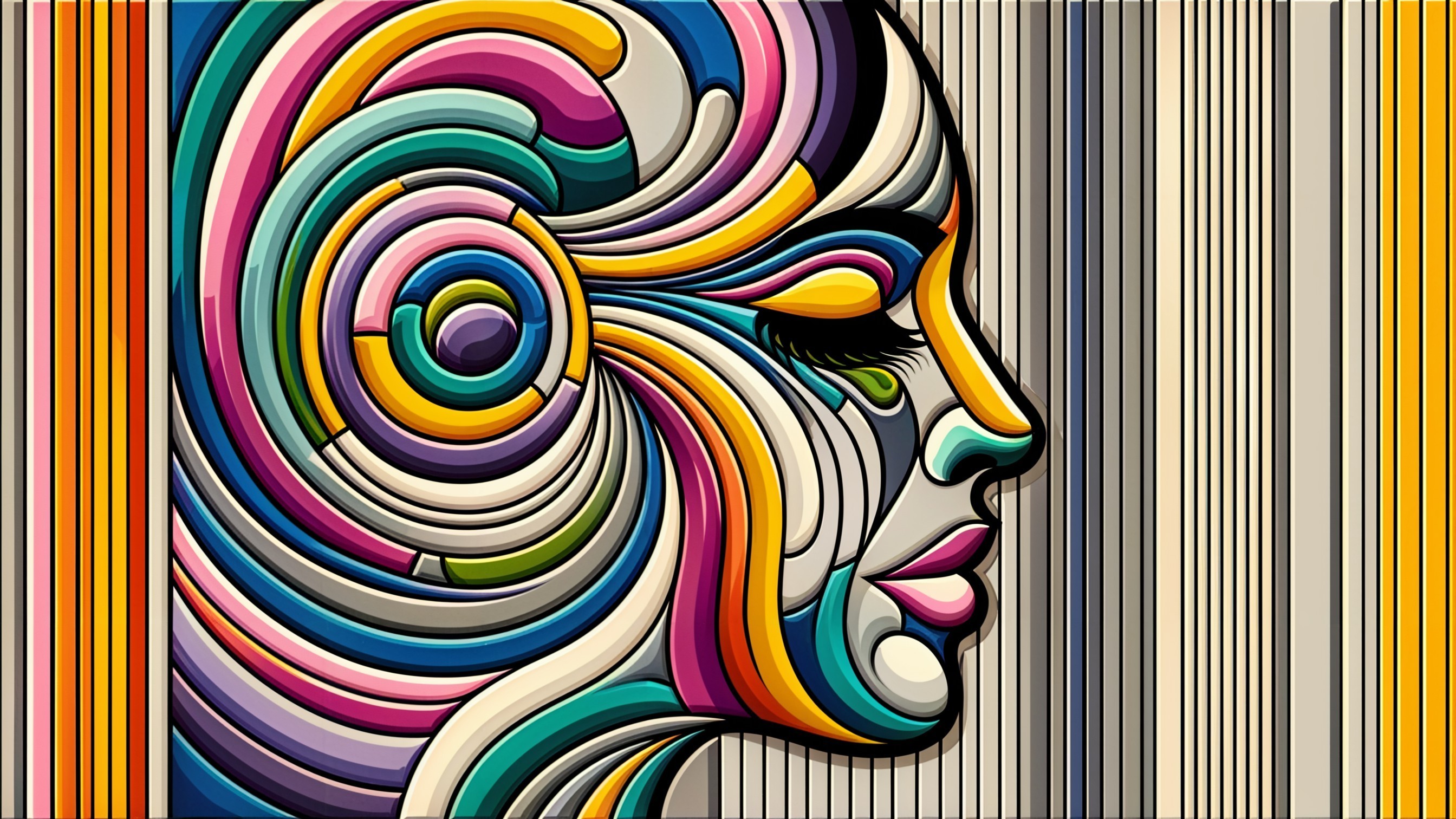 Vibrant Abstract Woman's Profile with Bold Colors