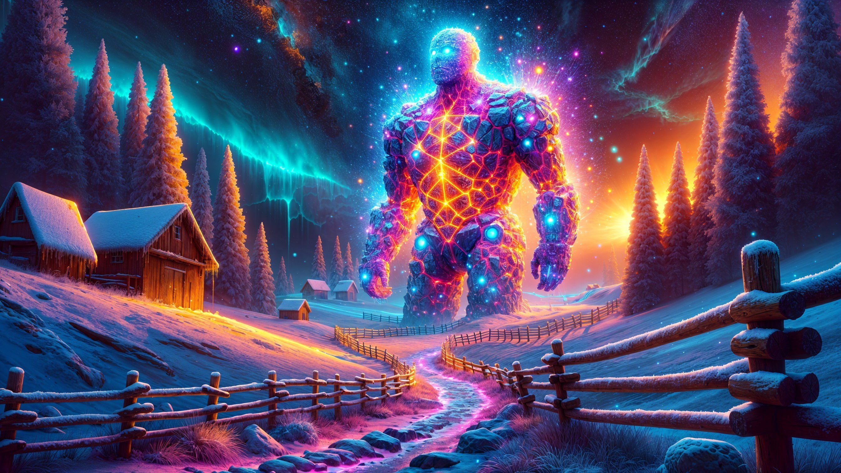 Colossal Geometric Figure in a Winter Landscape