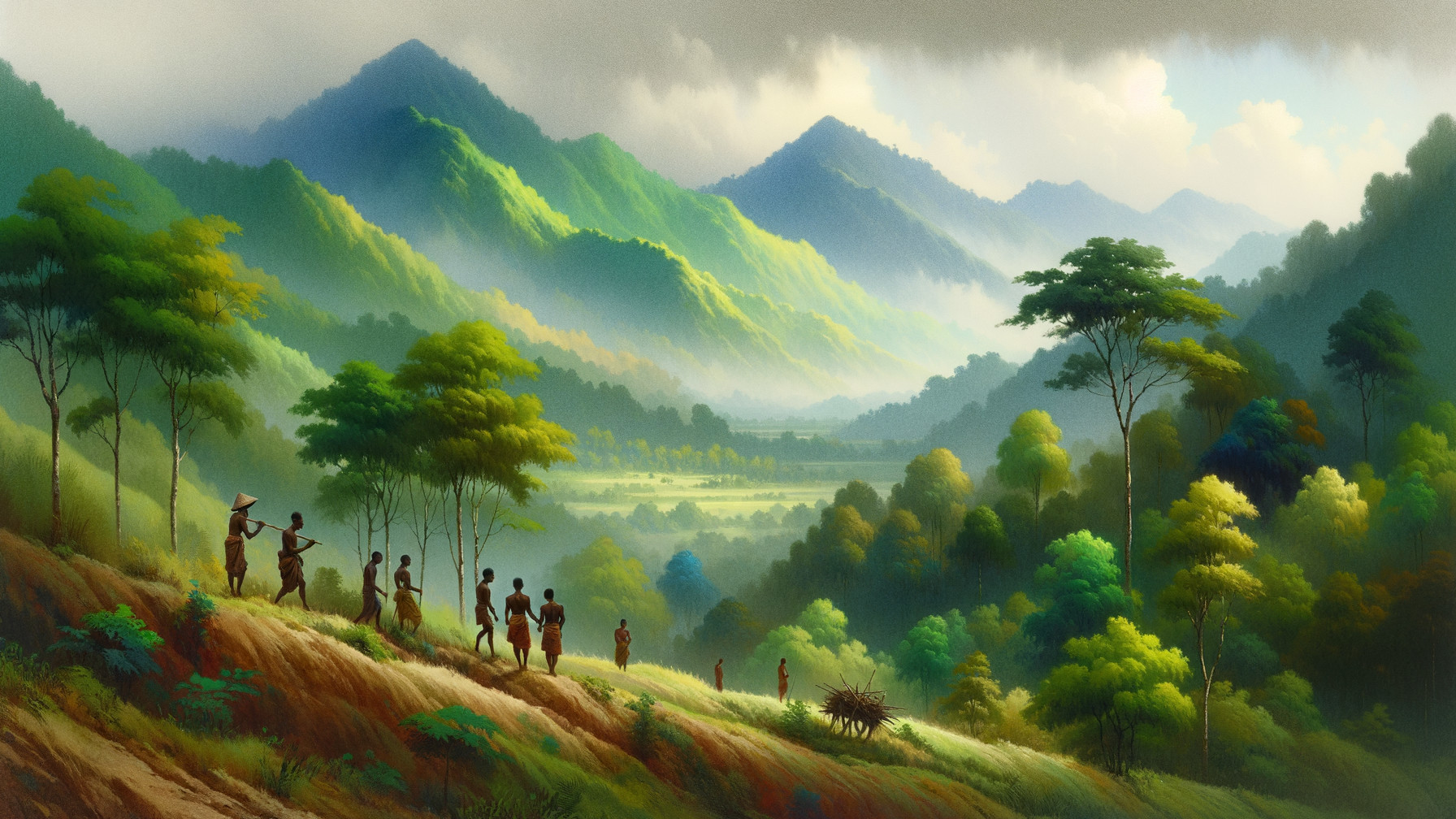 Lush Green Hills and Majestic Mountains Landscape