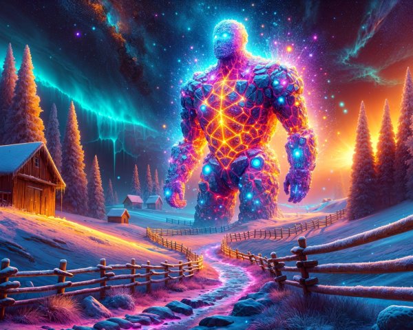 Colossal Geometric Figure in a Winter Landscape