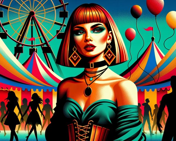Digital Illustration of Glamorous Woman at Carnival