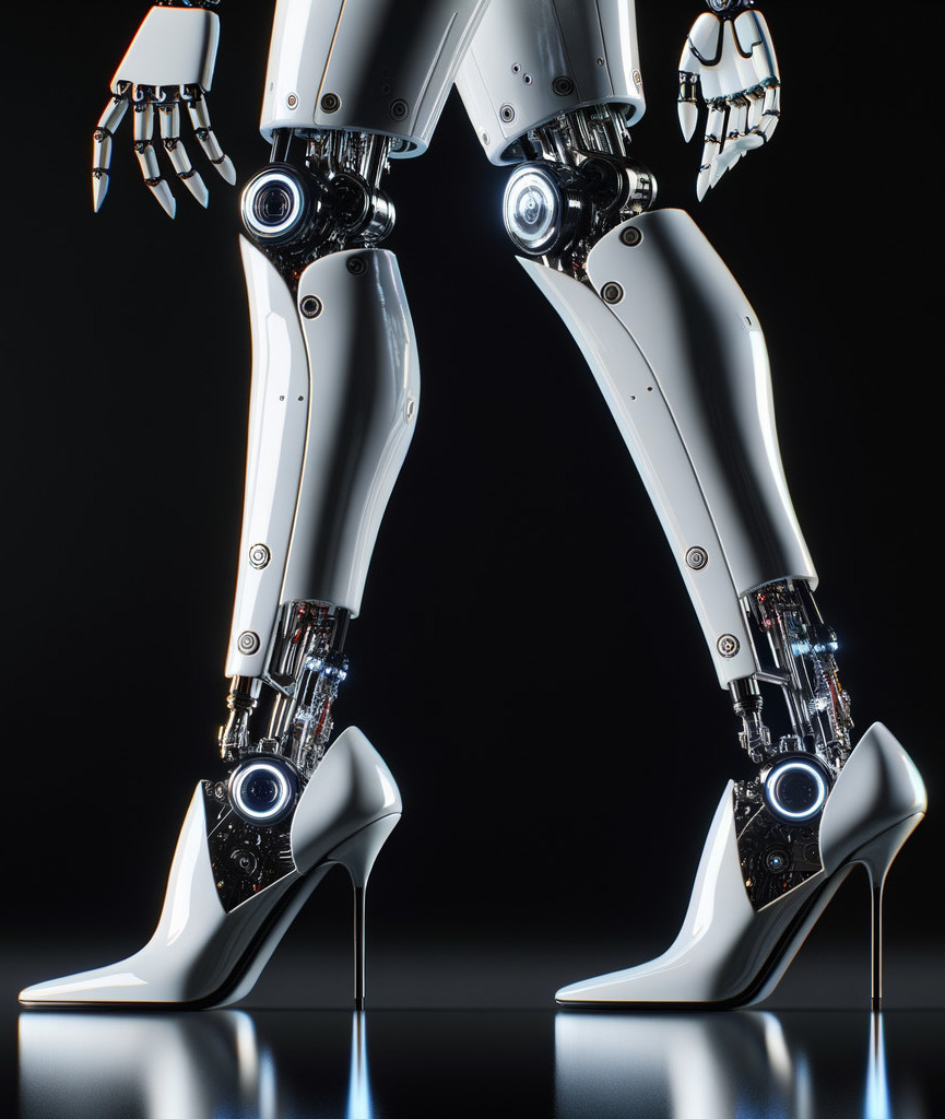 Futuristic Robotic Figure in High-Heeled Shoes Design