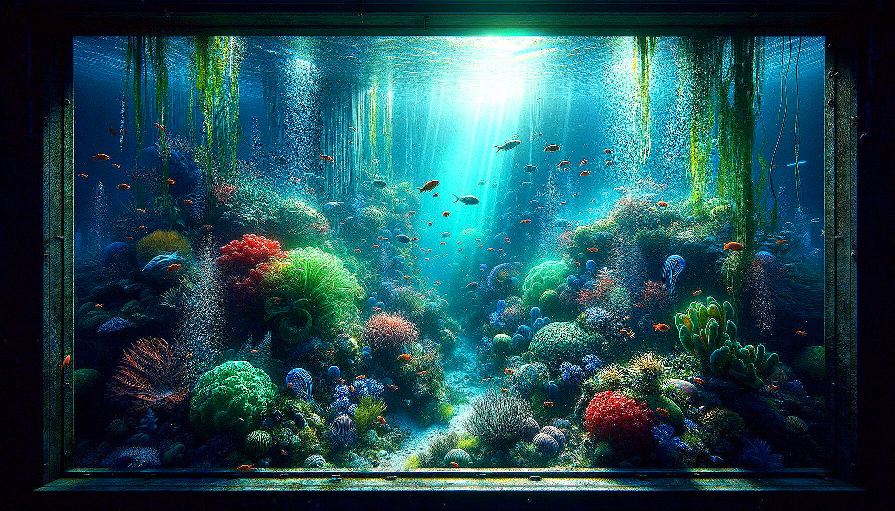 Vibrant Underwater Scene of Coral Reef and Marine Life