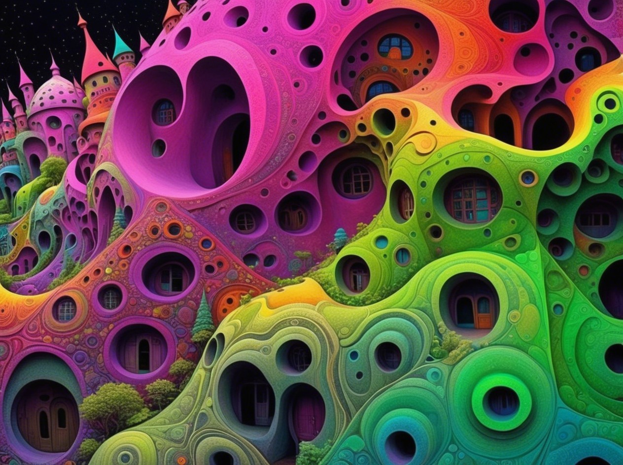 Psychedelic Landscape with Colorful Organic Structures