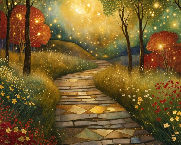 Enchanting Autumn Pathway in a Magical Landscape