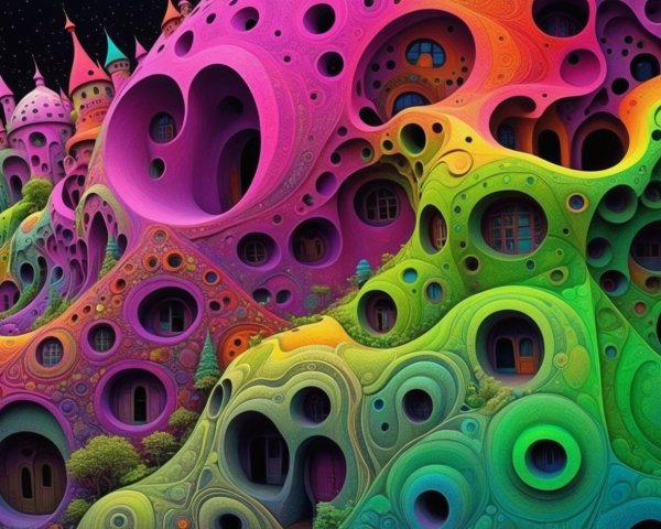 Psychedelic Landscape with Colorful Organic Structures