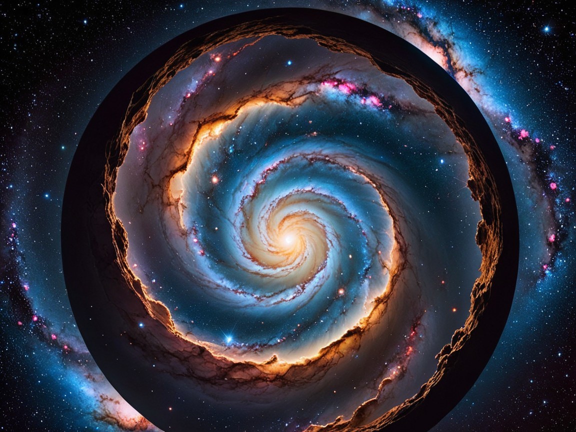 Vibrant Spiral Galaxy with Colorful Stars and Dust
