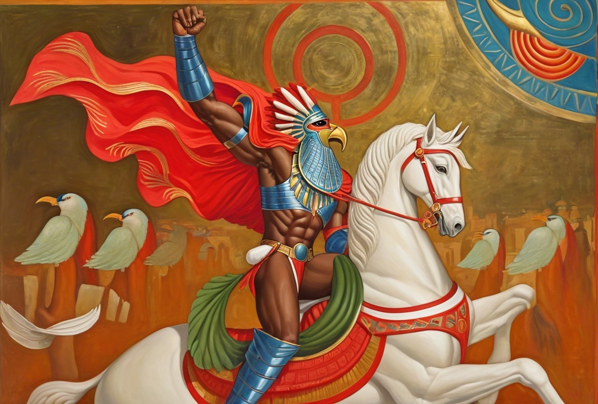 Warrior on White Horse in Vibrant Blue Armor