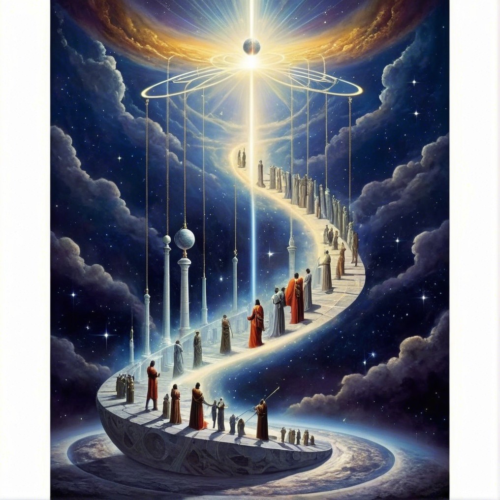 Celestial Staircase Surrounded by Cosmic Elements