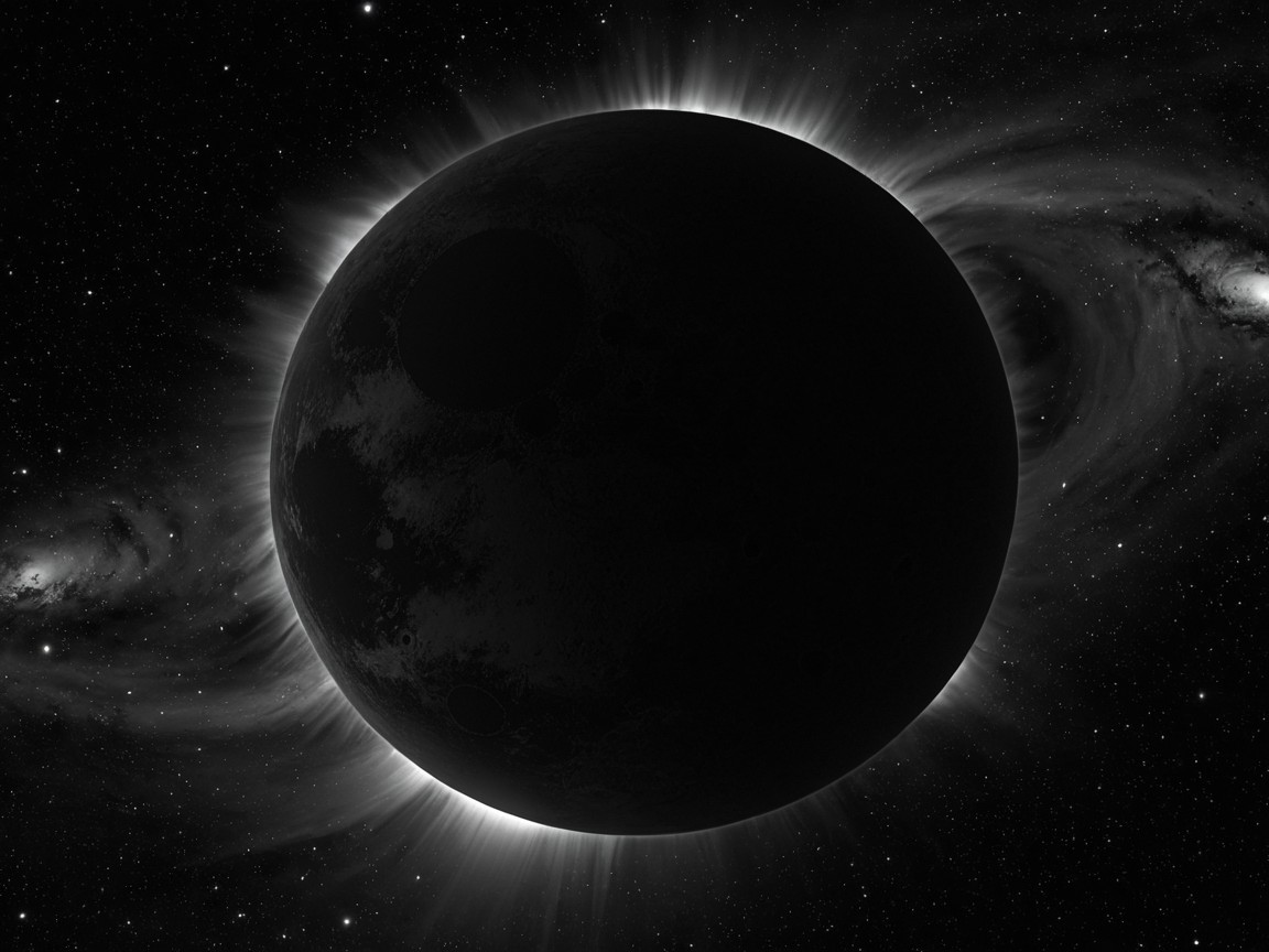 Dark Celestial Body with Halo and Spiral Galaxies