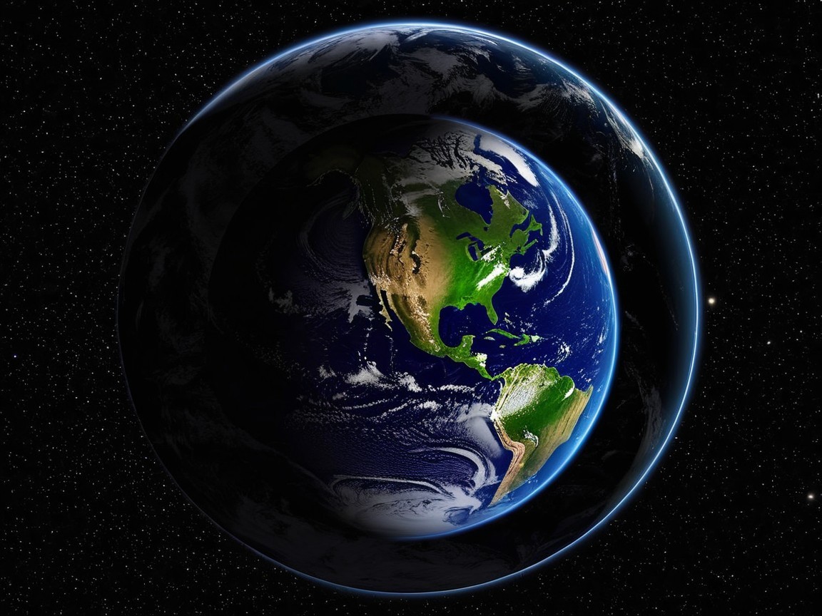 Stunning Earth View from Space with Oceans and Landmasses