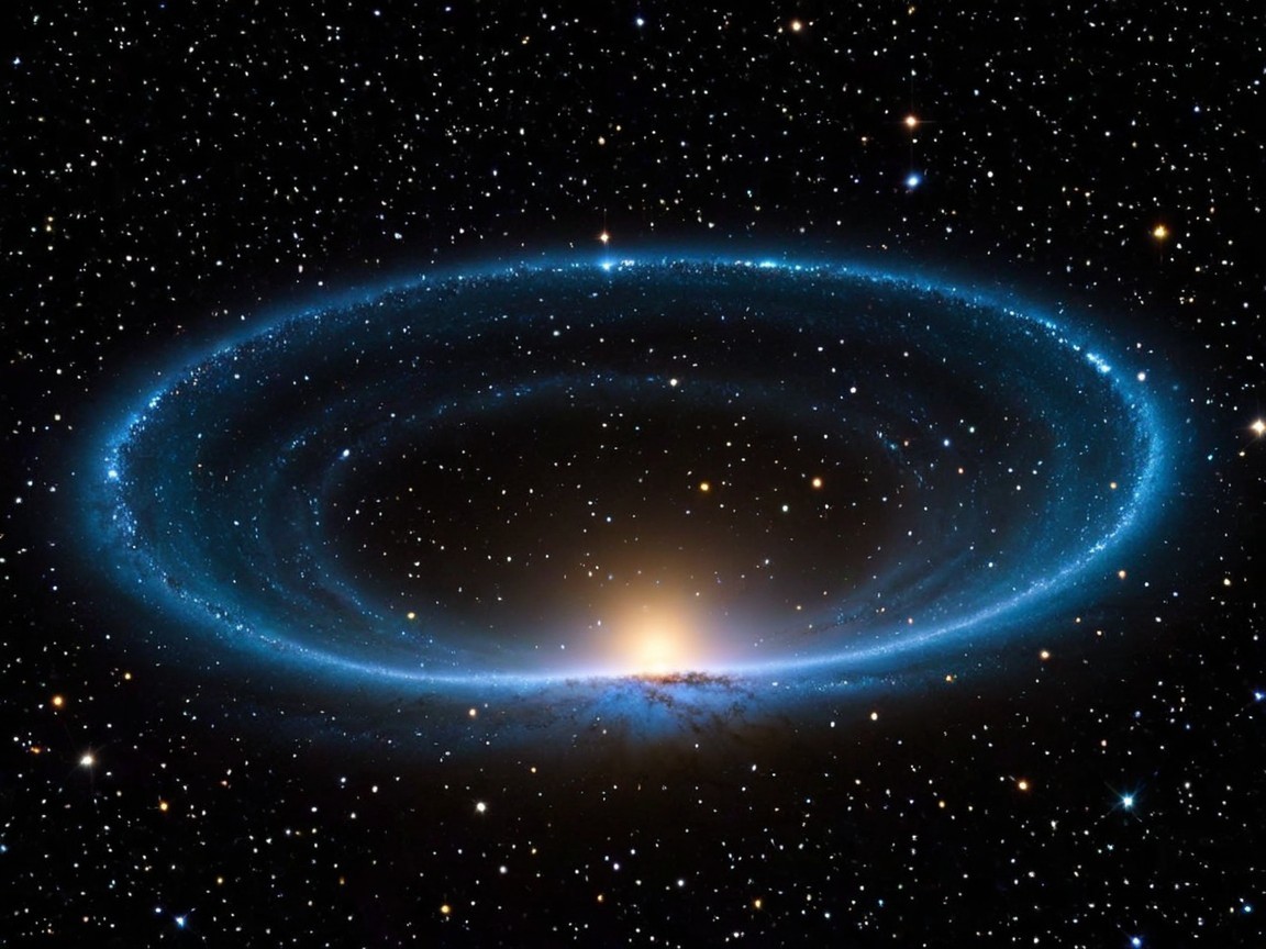 Glowing Spiral Galaxy with Luminous Blue Ring