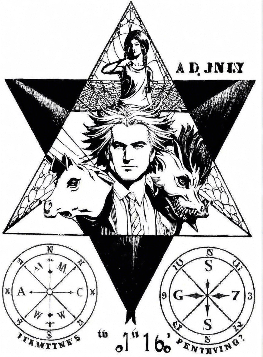 Mystical Star-Shaped Design with Symbolic Elements