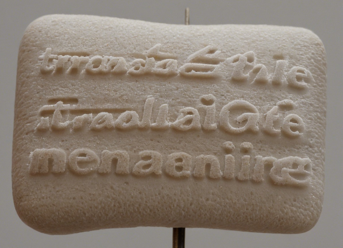 Textured Foam Piece with Abstract Carved Lettering