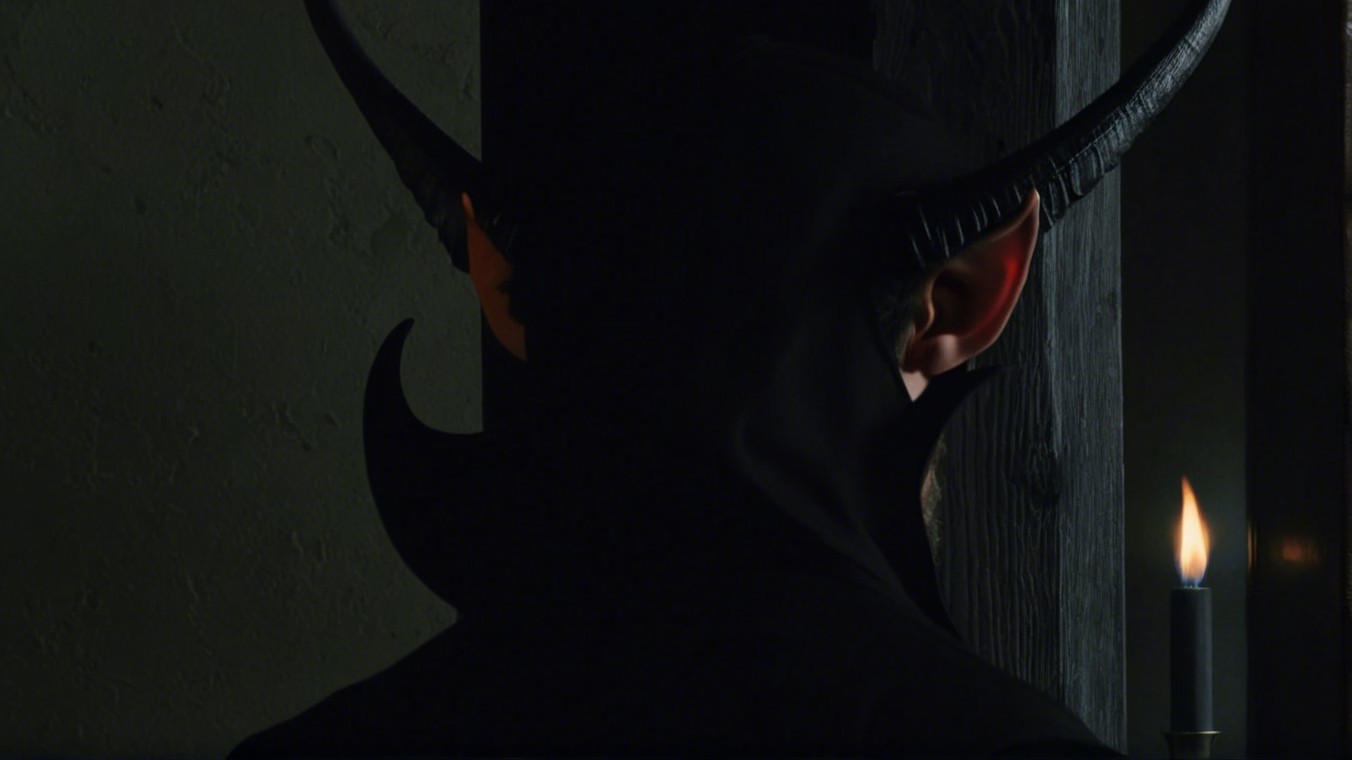 Mysterious cloaked figure with horn-like protrusions