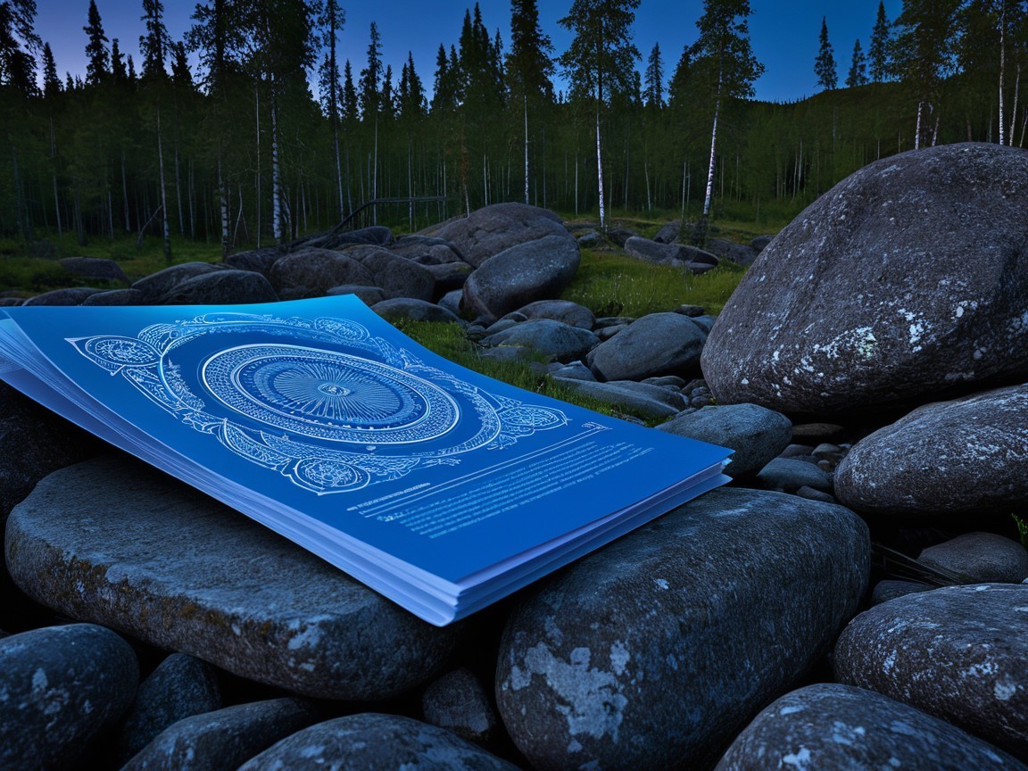 Open Blue Book on Gray Stones by Serene Water