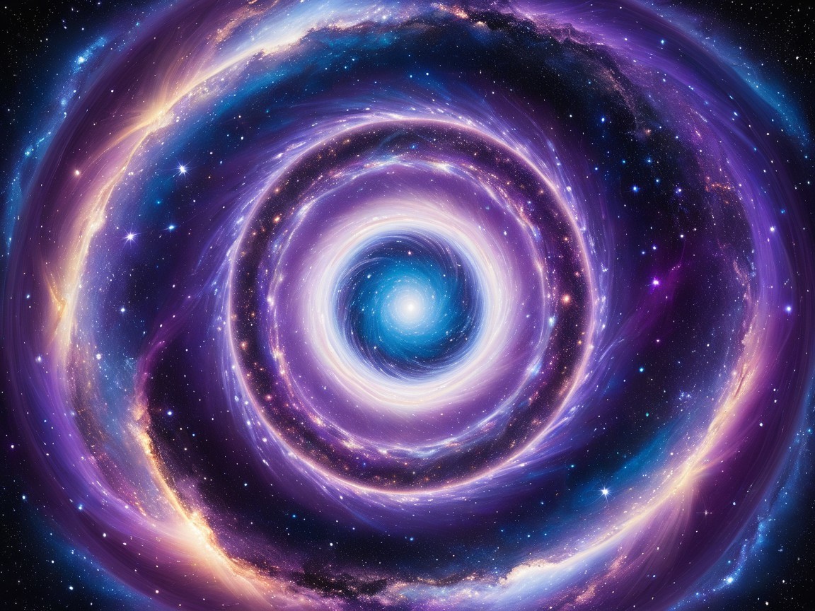 Cosmic Vortex with Purple and Blue Swirls in Space