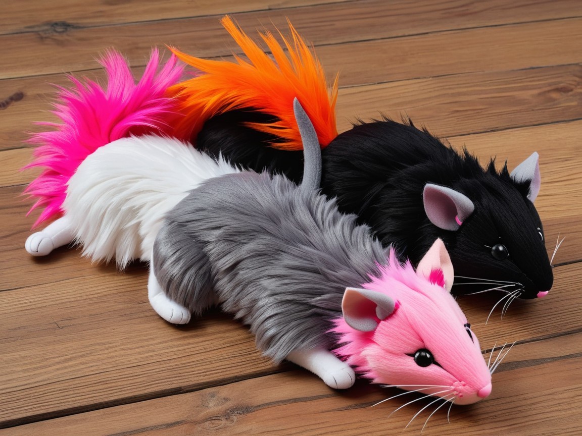 Colorful Plush Toy Rats with Whimsical Designs