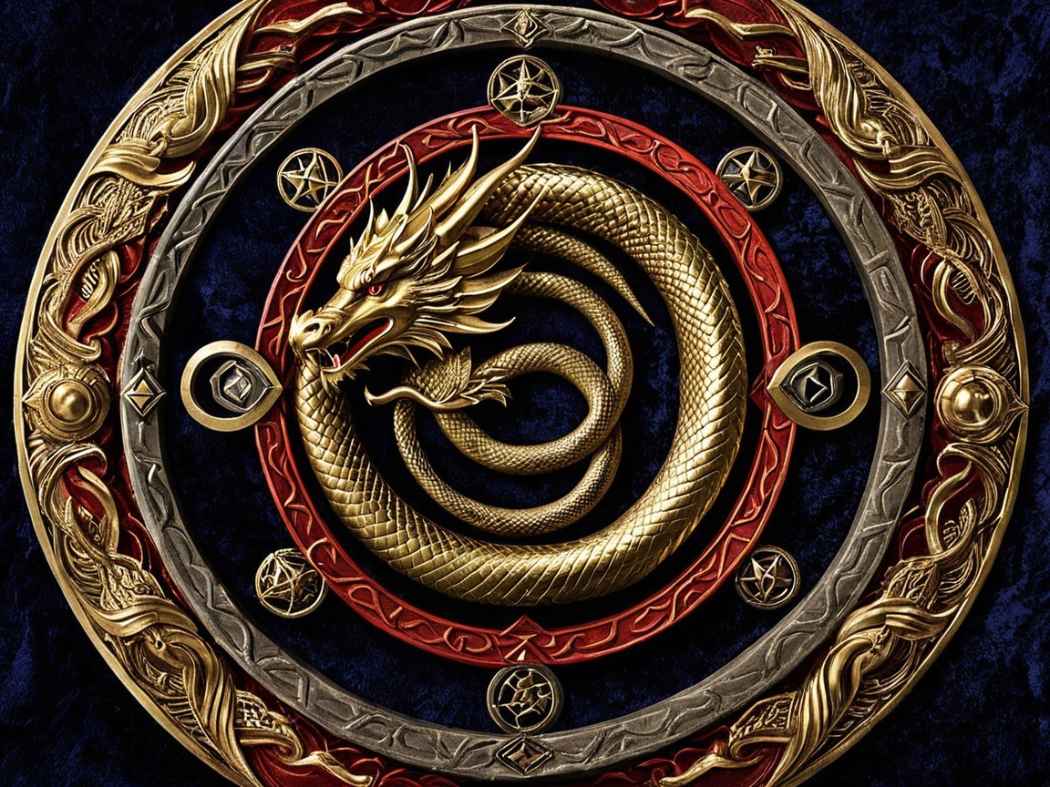 Intricately Designed Shield with Golden Dragon Motif