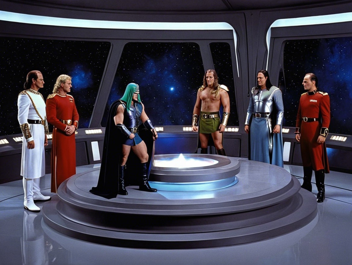 Futuristic Space Station with Colorful Characters