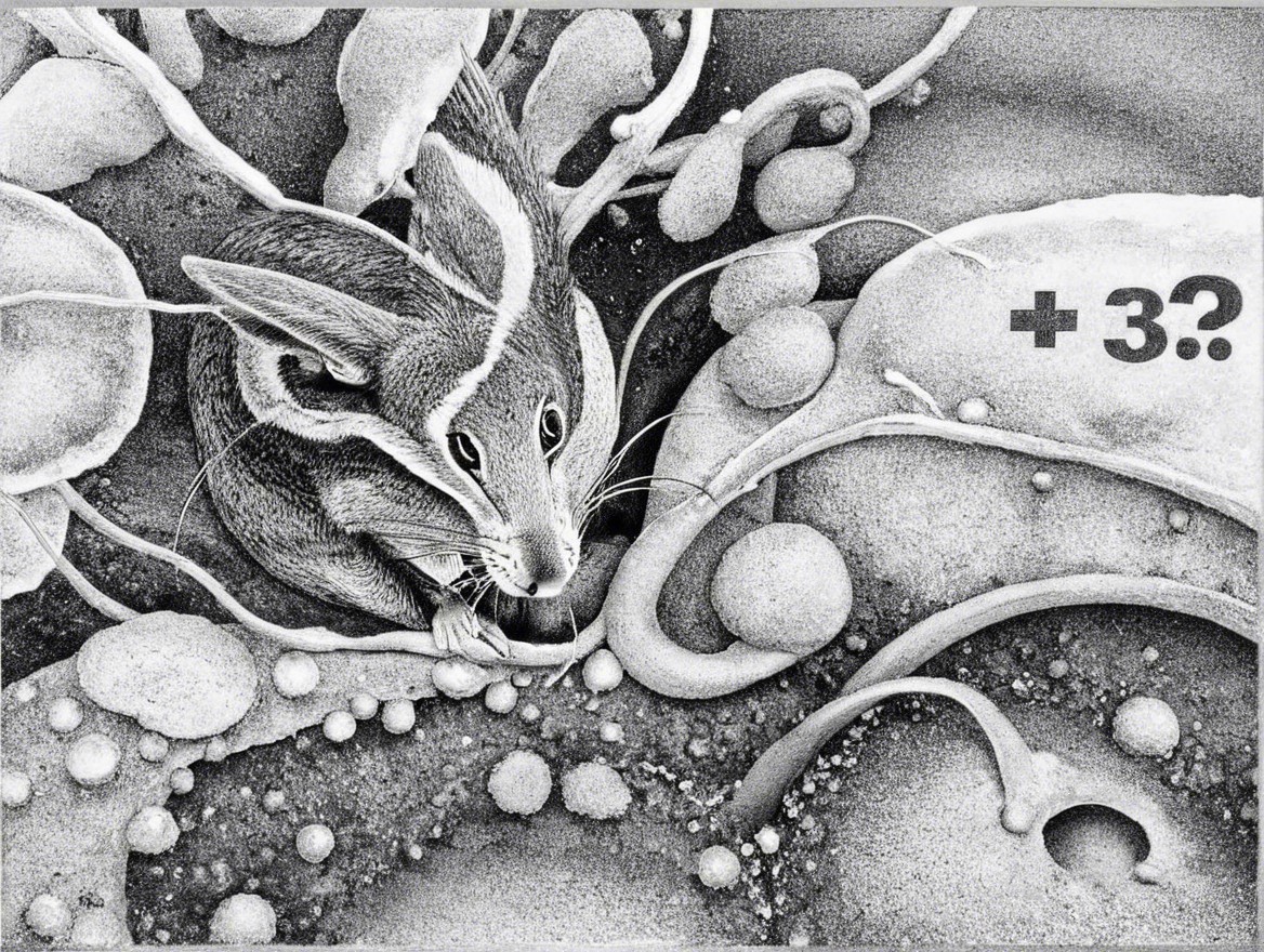 Monochromatic Illustration of a Mouse with Abstract Shapes