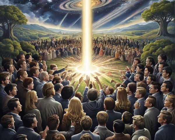 Diverse Gathering Under Cosmic Light and Unity