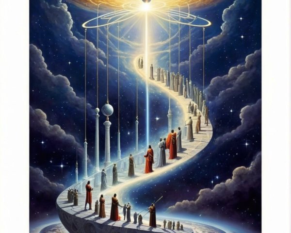 Celestial Staircase Surrounded by Cosmic Elements