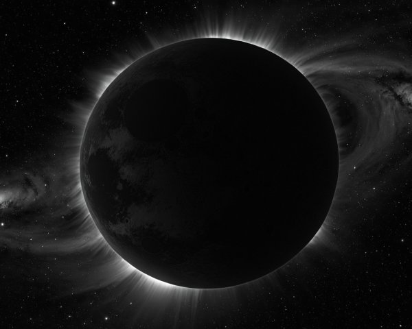 Dark Celestial Body with Halo and Spiral Galaxies