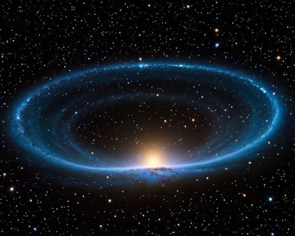 Glowing Spiral Galaxy with Luminous Blue Ring