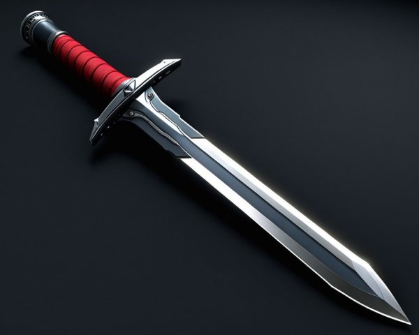 Polished Sword with Intricate Hilt and Red Grip