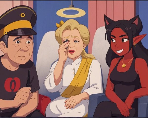 Colorful Animated Scene with Three Distinct Characters